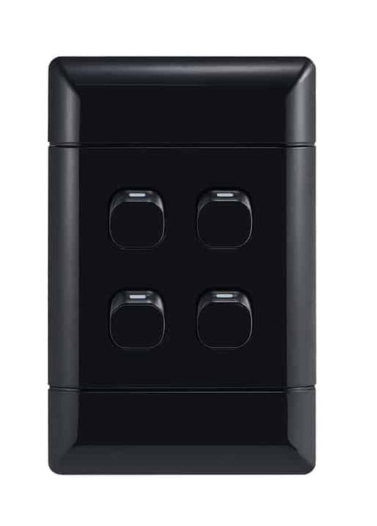 NUR Black 4 Lever 1 Way switch 4x2