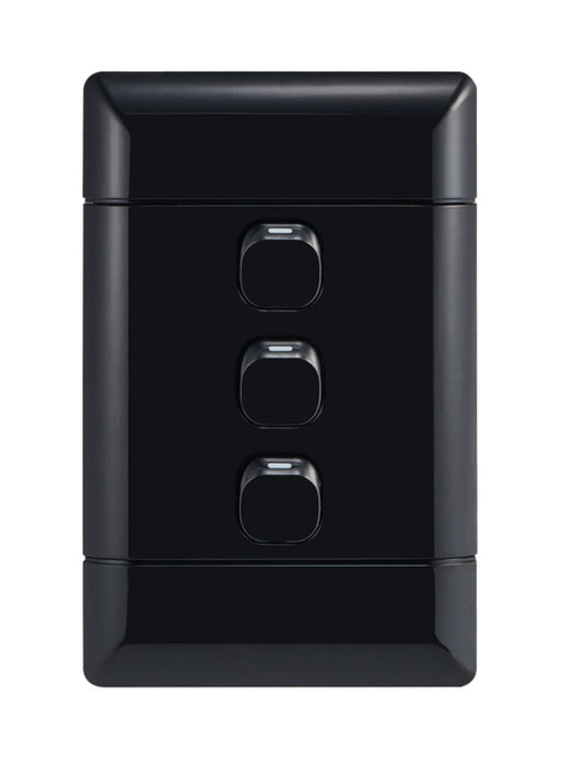 NUR Black 3 Lever 1 Way switch 4x2